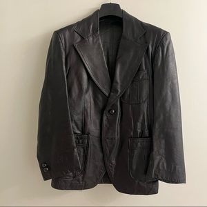 Vintage Men’s XS Black Genuine Leather Two Button Blazer/Jacket